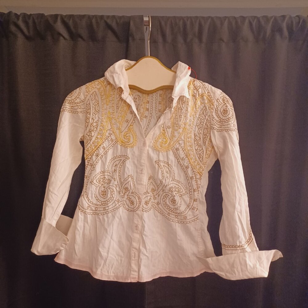Johnny Was Button Up Embroidered Shirt Size XS